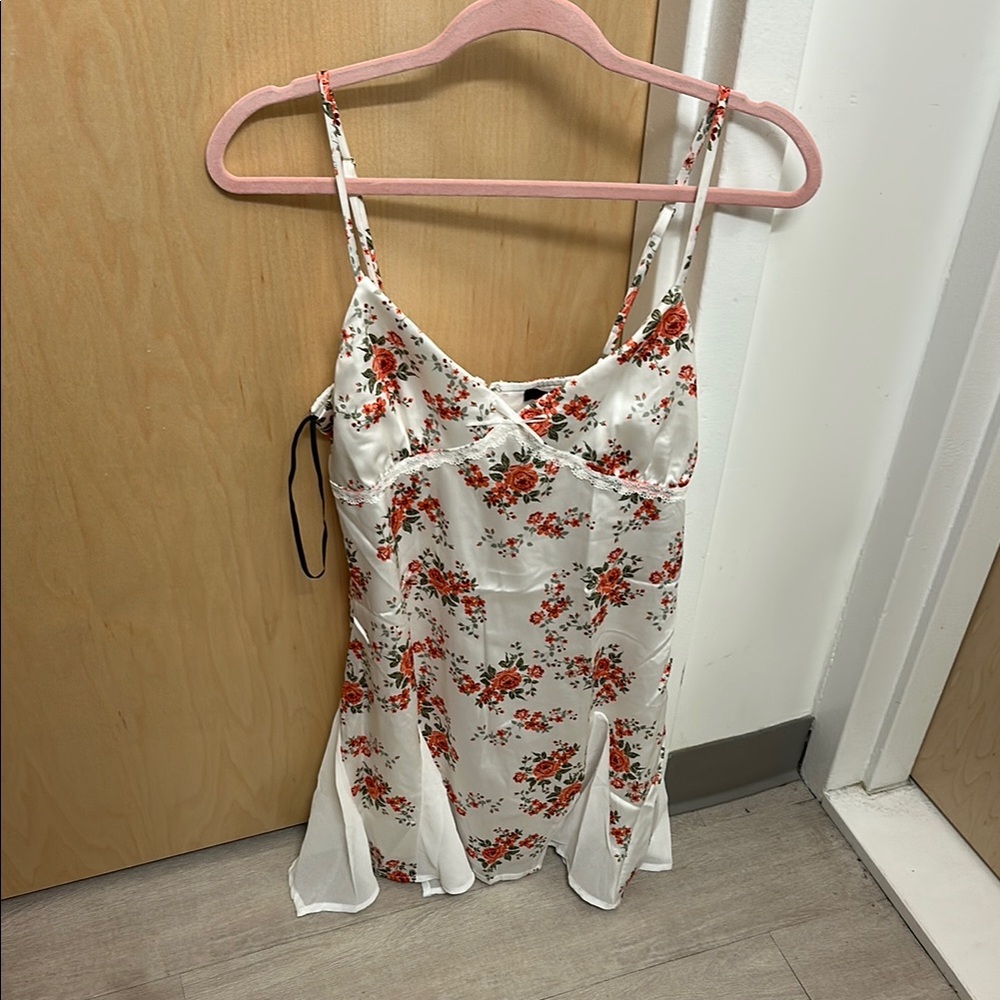 Forever 21 Cream Dress with Red Floral Pattern